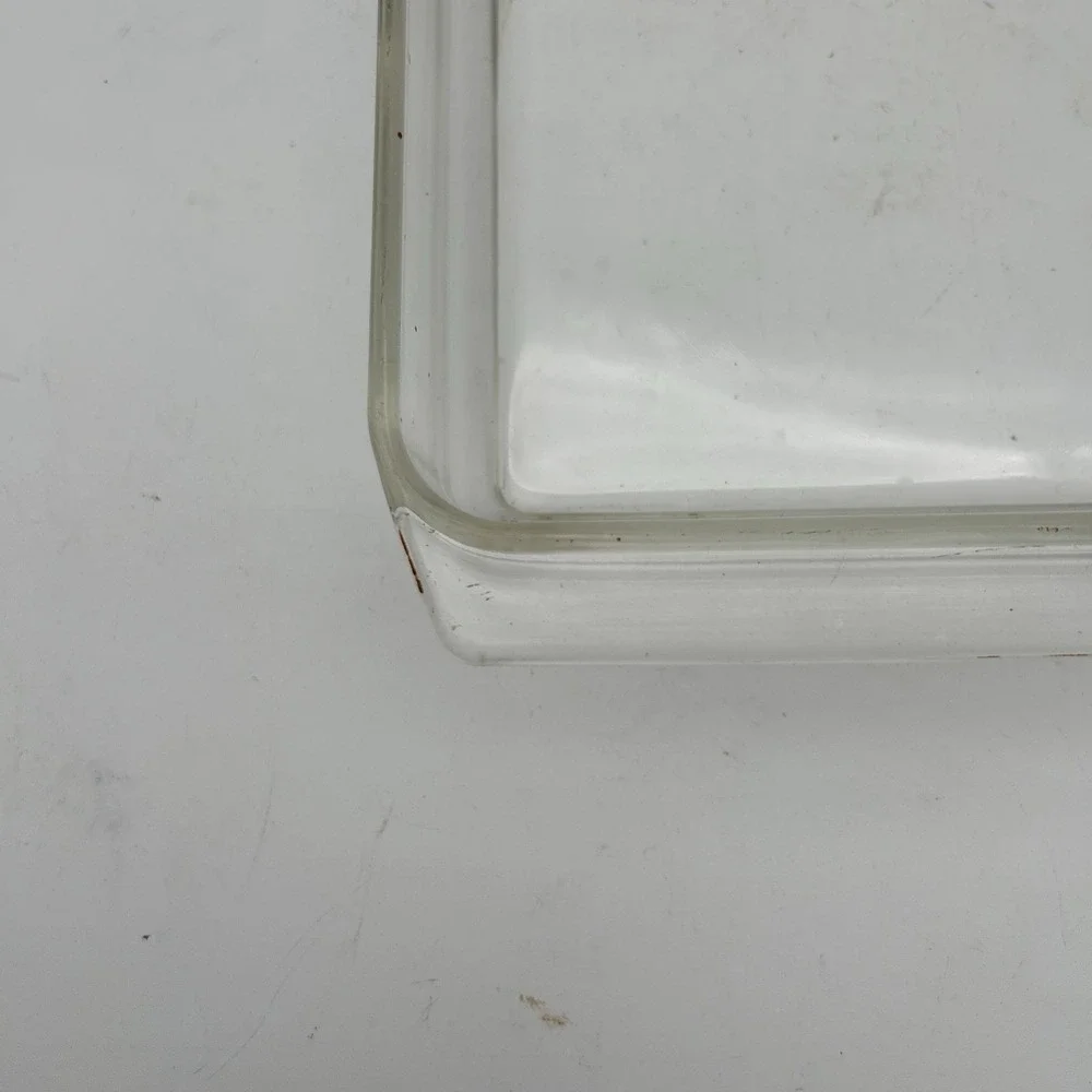 VTG Pyrex # 222 Clear Borosilicate Glass Text Block Logo 8x8x2